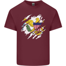Torn Flag Virgin Islands US Mens Cotton T-Shirt Tee Top Maroon