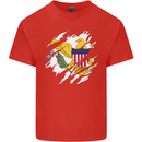 Torn Flag Virgin Islands US Mens Cotton T-Shirt Tee Top Red