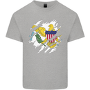 Torn Flag Virgin Islands US Mens Cotton T-Shirt Tee Top Sports Grey