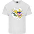 Torn Flag Virgin Islands US Mens Cotton T-Shirt Tee Top White