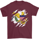 Torn Flag Virgin Islands US Mens T-Shirt 100% Cotton Maroon
