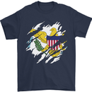 Torn Flag Virgin Islands US Mens T-Shirt 100% Cotton Navy Blue