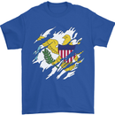 Torn Flag Virgin Islands US Mens T-Shirt 100% Cotton Royal Blue