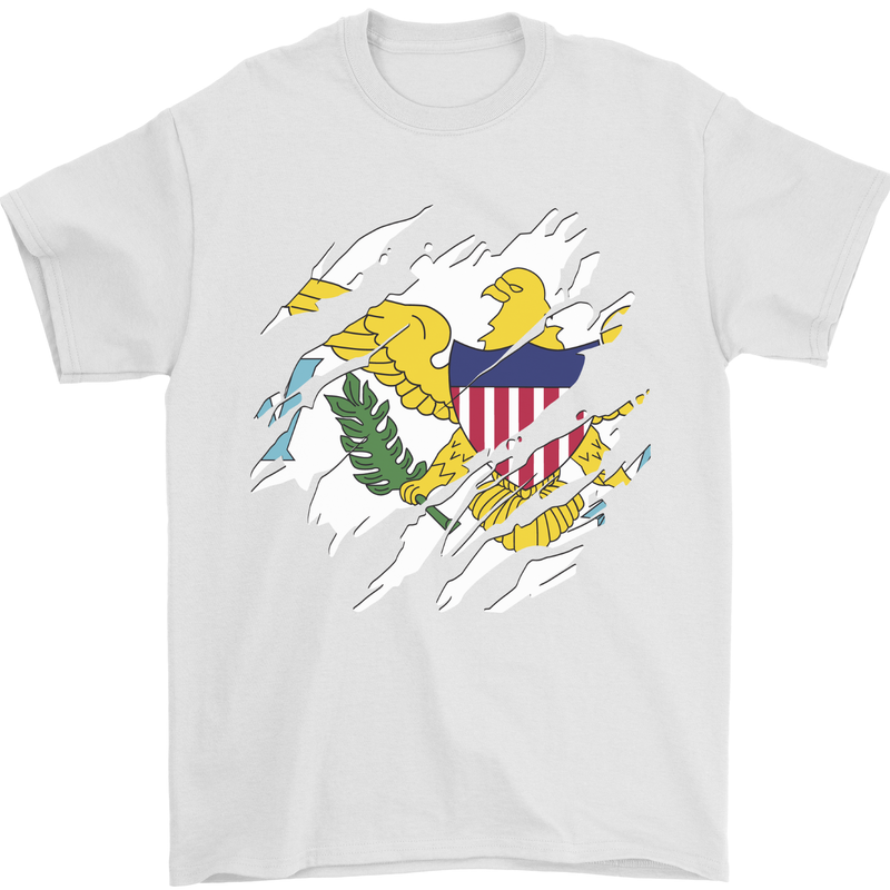 Torn Flag Virgin Islands US Mens T-Shirt 100% Cotton White