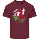 Torn Flag Wales Welsh Mens Cotton T-Shirt Tee Top Maroon