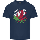 Torn Flag Wales Welsh Mens Cotton T-Shirt Tee Top Navy Blue