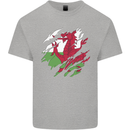 Torn Flag Wales Welsh Mens Cotton T-Shirt Tee Top Sports Grey