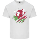 Torn Flag Wales Welsh Mens Cotton T-Shirt Tee Top White