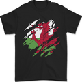 Torn Flag Wales Welsh Mens T-Shirt 100% Cotton Black