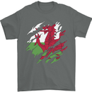 Torn Flag Wales Welsh Mens T-Shirt 100% Cotton Charcoal
