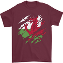 Torn Flag Wales Welsh Mens T-Shirt 100% Cotton Maroon