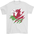 Torn Flag Wales Welsh Mens T-Shirt 100% Cotton White