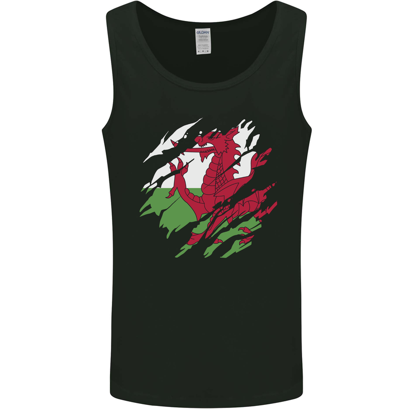 Torn Flag Wales Welsh Mens Vest Tank Top Black