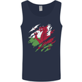 Torn Flag Wales Welsh Mens Vest Tank Top Navy Blue