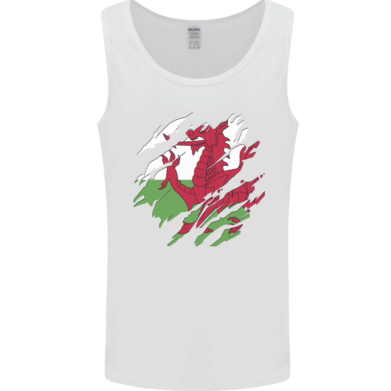 Torn Flag Wales Welsh Mens Vest Tank Top White