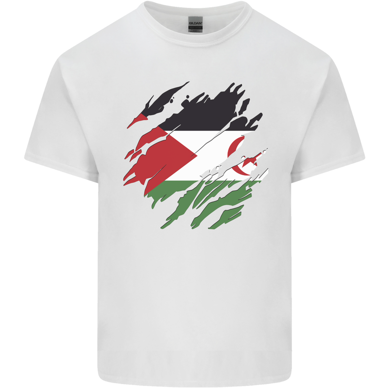 Torn Flag Western Sahara Mens Cotton T-Shirt Tee Top White