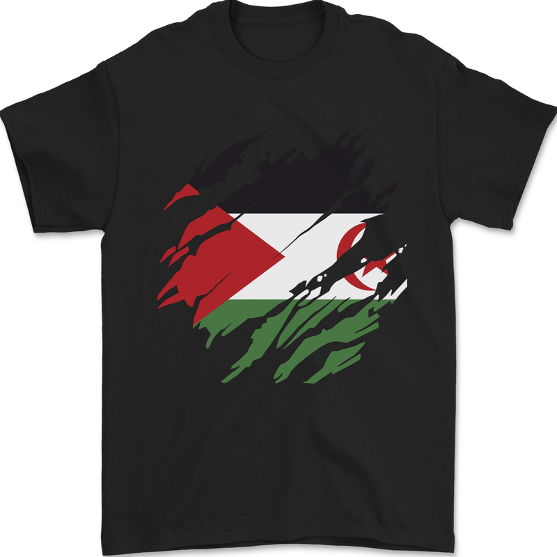 Torn Flag Western Sahara Mens T-Shirt 100% Cotton Black