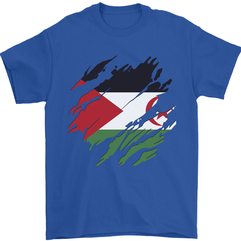 Torn Flag Western Sahara Mens T-Shirt 100% Cotton Royal Blue