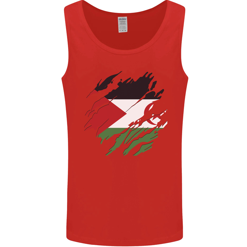 Torn Flag Western Sahara Mens Vest Tank Top Red