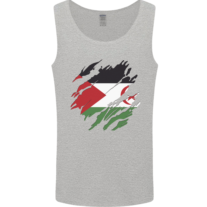 Torn Flag Western Sahara Mens Vest Tank Top Sports Grey