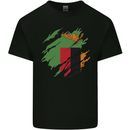 Torn Flag Zambia Zambian Mens Cotton T-Shirt Tee Top Black