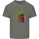 Torn Flag Zambia Zambian Mens Cotton T-Shirt Tee Top Charcoal