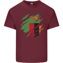 Torn Flag Zambia Zambian Mens Cotton T-Shirt Tee Top Maroon