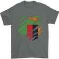 Torn Flag Zambia Zambian Mens T-Shirt 100% Cotton Charcoal