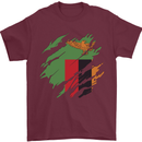 Torn Flag Zambia Zambian Mens T-Shirt 100% Cotton Maroon