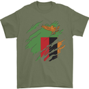 Torn Flag Zambia Zambian Mens T-Shirt 100% Cotton Military Green