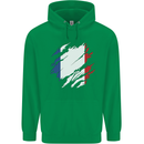 Torn France Flag French Day Football Childrens Kids Hoodie Irish Green