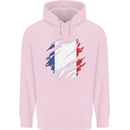 Torn France Flag French Day Football Childrens Kids Hoodie Light Pink