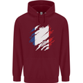 Torn France Flag French Day Football Childrens Kids Hoodie Maroon