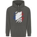 Torn France Flag French Day Football Childrens Kids Hoodie Storm Grey