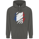 Torn France Flag French Day Football Childrens Kids Hoodie Storm Grey