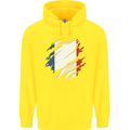 Torn France Flag French Day Football Childrens Kids Hoodie Yellow