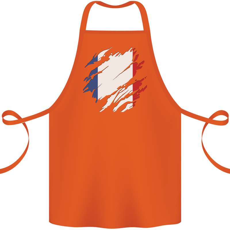 Torn France Flag French Day Football Cotton Apron 100% Organic Orange