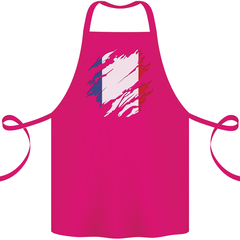 Torn France Flag French Day Football Cotton Apron 100% Organic Pink