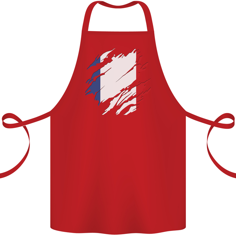 Torn France Flag French Day Football Cotton Apron 100% Organic Red