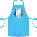 Torn France Flag French Day Football Cotton Apron 100% Organic Turquoise