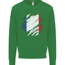 Torn France Flag French Day Football Kids Sweatshirt Jumper Irish Green