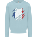 Torn France Flag French Day Football Kids Sweatshirt Jumper Light Blue