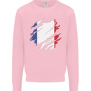 Torn France Flag French Day Football Kids Sweatshirt Jumper Light Pink