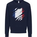 Torn France Flag French Day Football Kids Sweatshirt Jumper Navy Blue
