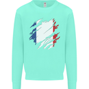 Torn France Flag French Day Football Kids Sweatshirt Jumper Peppermint