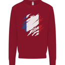 Torn France Flag French Day Football Kids Sweatshirt Jumper Red
