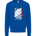 Torn France Flag French Day Football Kids Sweatshirt Jumper Royal Blue