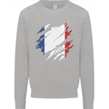 Torn France Flag French Day Football Kids Sweatshirt Jumper Sports Grey