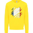 Torn France Flag French Day Football Kids Sweatshirt Jumper Yellow