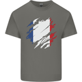 Torn France Flag French Day Football Kids T-Shirt Childrens Charcoal